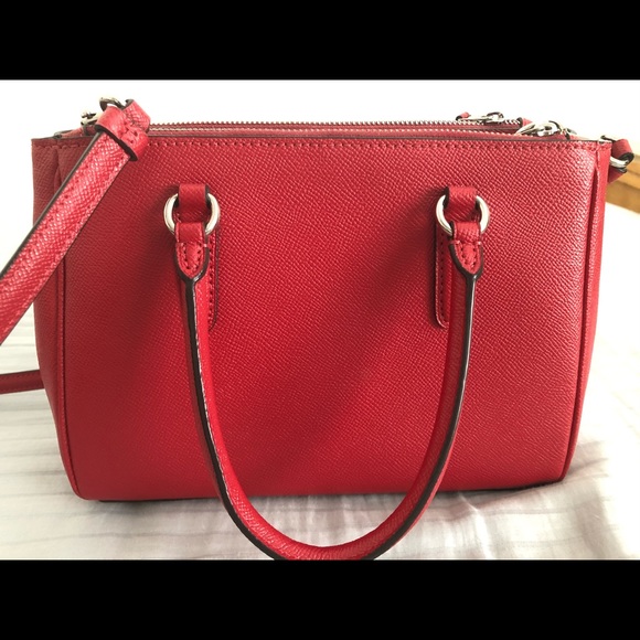 Coach red satchel purse style # 77911 - Picture 3 of 7